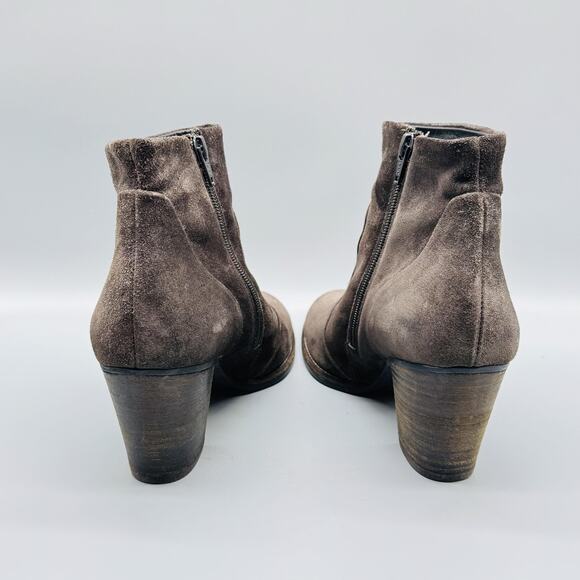 Paul Green Boots Womens 10 Brown Suede Munchen Block Heel Ankle Zip Booties - Picture 6 of 10